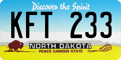ND license plate KFT233