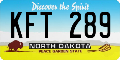 ND license plate KFT289