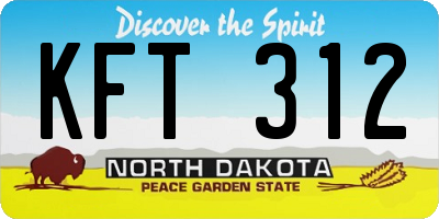 ND license plate KFT312