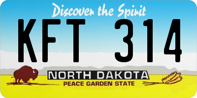 ND license plate KFT314