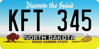 ND license plate KFT345
