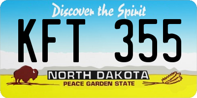 ND license plate KFT355