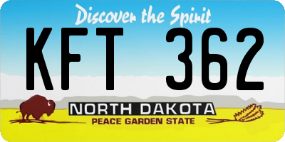 ND license plate KFT362