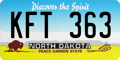 ND license plate KFT363