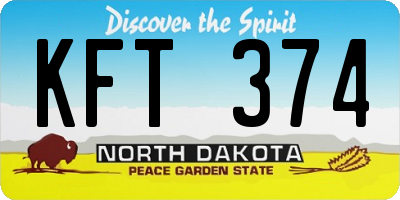 ND license plate KFT374