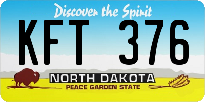 ND license plate KFT376