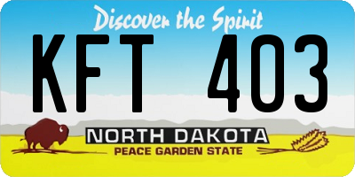 ND license plate KFT403