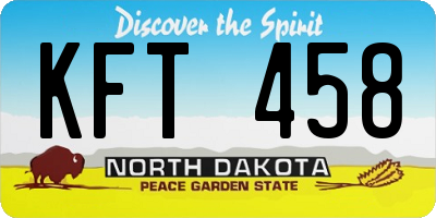 ND license plate KFT458