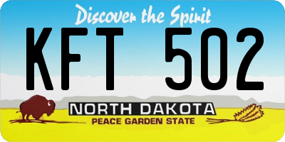 ND license plate KFT502