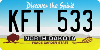 ND license plate KFT533