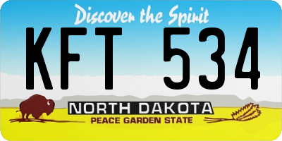 ND license plate KFT534