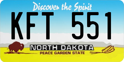 ND license plate KFT551