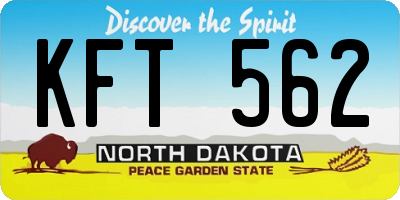 ND license plate KFT562