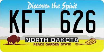 ND license plate KFT626