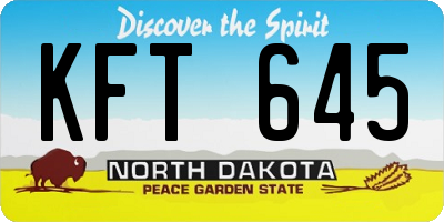 ND license plate KFT645