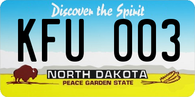 ND license plate KFU003