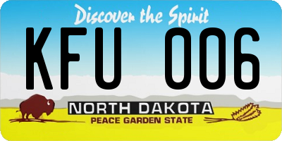 ND license plate KFU006