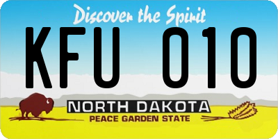 ND license plate KFU010
