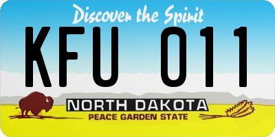 ND license plate KFU011