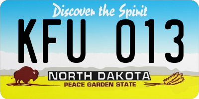 ND license plate KFU013