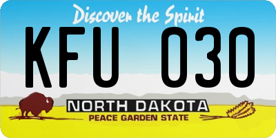 ND license plate KFU030