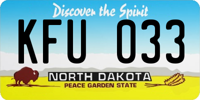 ND license plate KFU033