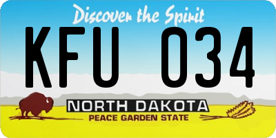 ND license plate KFU034
