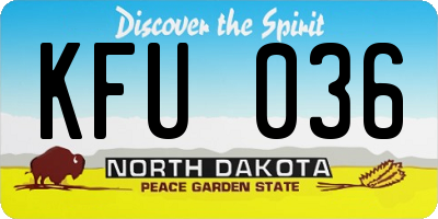 ND license plate KFU036