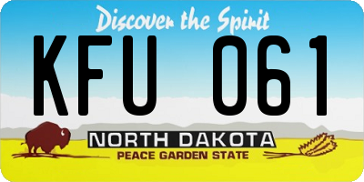 ND license plate KFU061