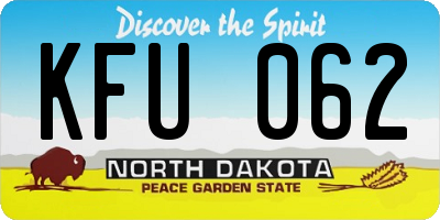 ND license plate KFU062
