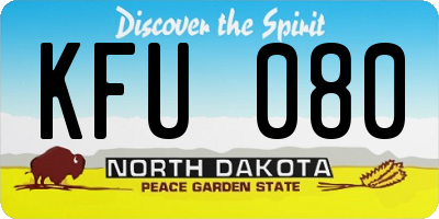 ND license plate KFU080