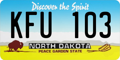 ND license plate KFU103