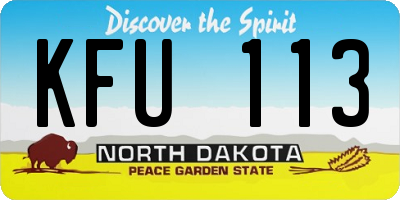 ND license plate KFU113