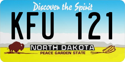 ND license plate KFU121