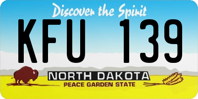 ND license plate KFU139