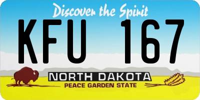 ND license plate KFU167