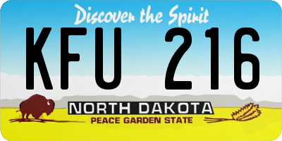 ND license plate KFU216