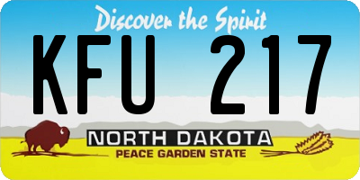 ND license plate KFU217