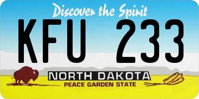 ND license plate KFU233