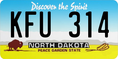 ND license plate KFU314