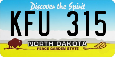 ND license plate KFU315