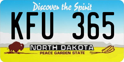 ND license plate KFU365