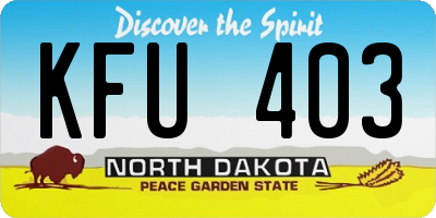 ND license plate KFU403
