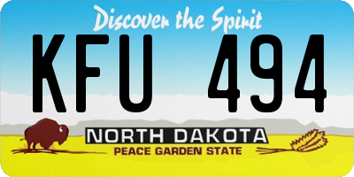 ND license plate KFU494