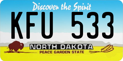 ND license plate KFU533