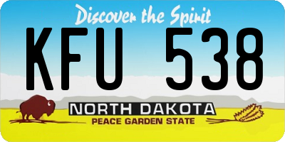 ND license plate KFU538