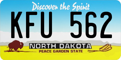 ND license plate KFU562
