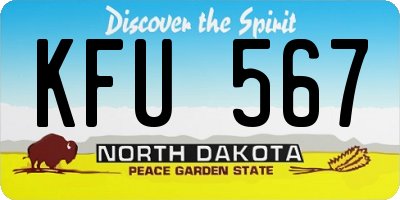 ND license plate KFU567