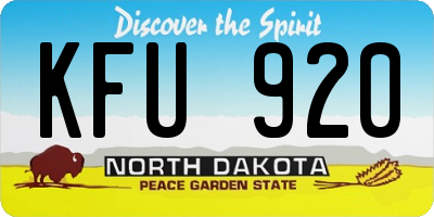 ND license plate KFU920