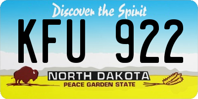 ND license plate KFU922